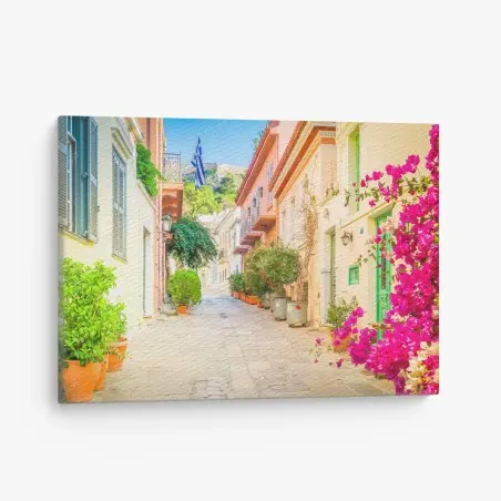 Cuadro en lienzo calle pintoresca de Plaka, Atenas – Pixers®