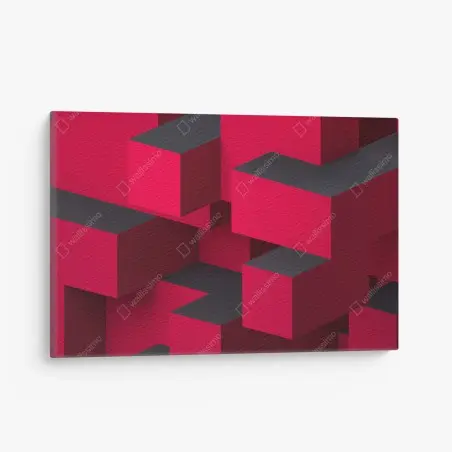 Cuadro en lienzo diseño geométrico tridimensional en rojo y negro – Pixers®