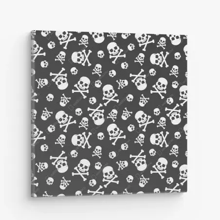 Cuadro en lienzo patrón de calaveras en blanco y negro – Pixers®