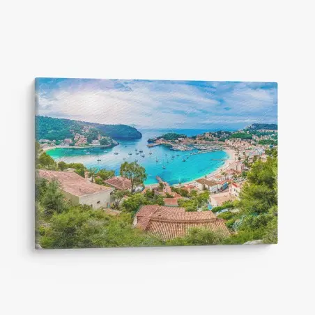 Cuadro en lienzo vistas panorámicas de Puerto de Sóller, Mallorca – Pixers®