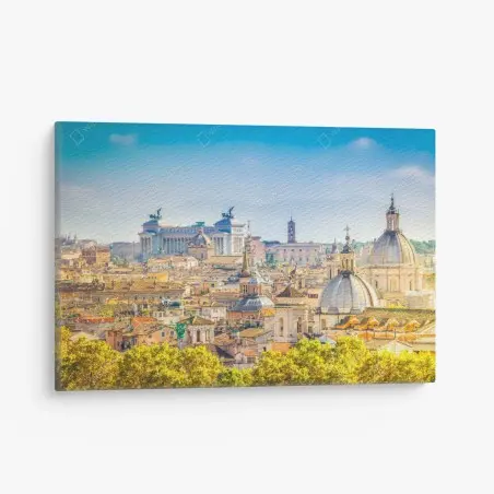 Cuadro en lienzo panorama urbano de Roma con cúpulas clásicas – Pixers®