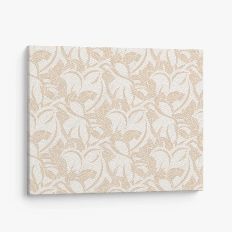 Cuadro en lienzo estampado botánico beige de hojas entrelazadas