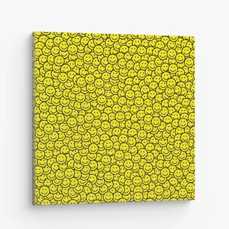 Cuadro en lienzo patrón de caras sonrientes en amarillo – Pixers®