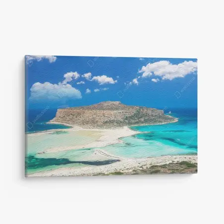 Cuadro en lienzo paisaje marino de Balos: aguas turquesa y arena blanca – Pixers®