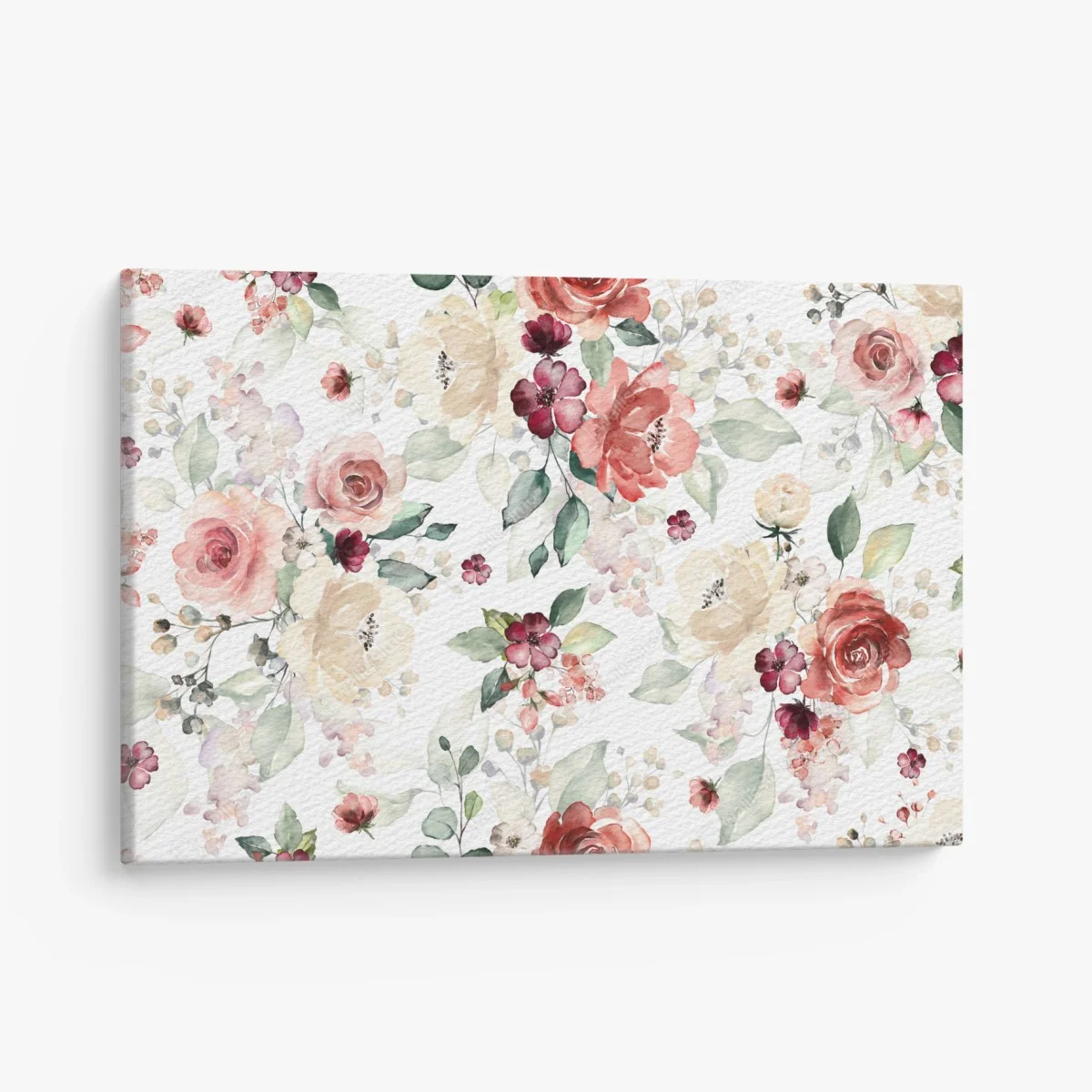 Cuadro en lienzo estampado floral en acuarela con rosas y hojas – Pixers® Cuadro en lienzo estampado floral en acuarela con rosas y hojas – Pixers®