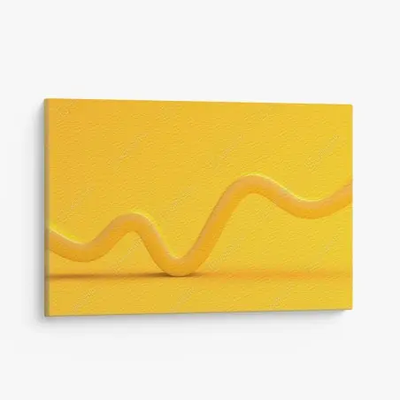 Cuadro en lienzo onda amarilla minimalista sobre fondo brillante – Pixers®