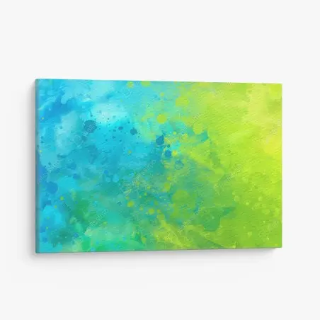 Cuadro en lienzo composición abstracta en acuarela azul y verde vibrante – Pixers®