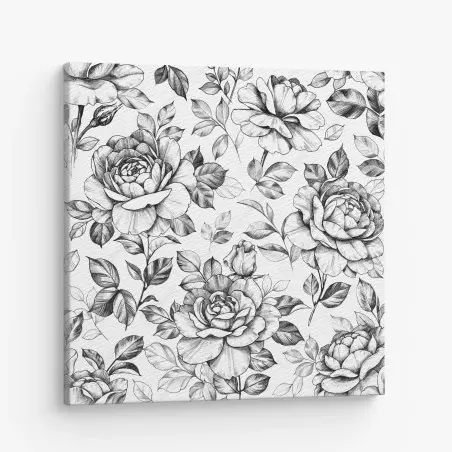 Cuadro en lienzo motivo de rosas vintage en blanco y negro – Pixers®