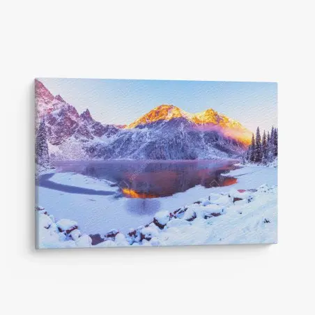 Cuadro en lienzo amanecer dorado en los Alpes nevados – Pixers®