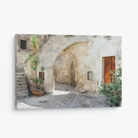 Cuadro en lienzo patio antiguo con arco y cactus – Pixers®