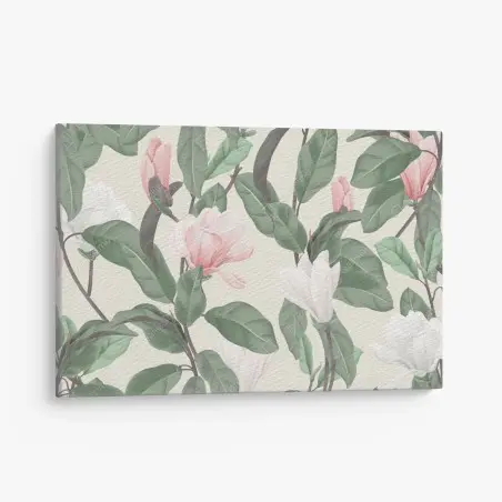 Cuadro en lienzo patrón de magnolias en tonos pastel – Pixers®