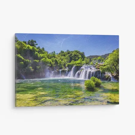 Cuadro en lienzo paisaje de cascadas de Skradinski Buk en Krka, Croacia – Pixers®