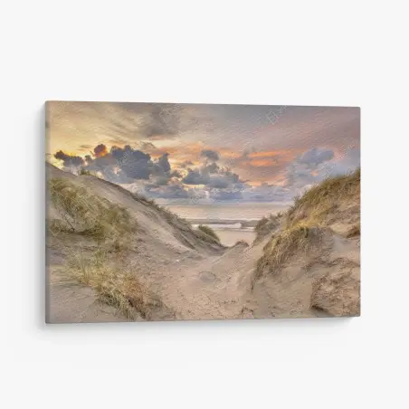 Cuadro en lienzo puesta de sol sobre las dunas de Zeeland – Pixers®