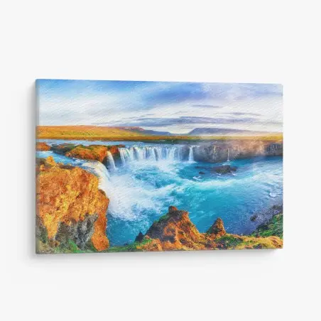 Cuadro en lienzo amanecer en Godafoss: cascada mística de Islandia – Pixers®