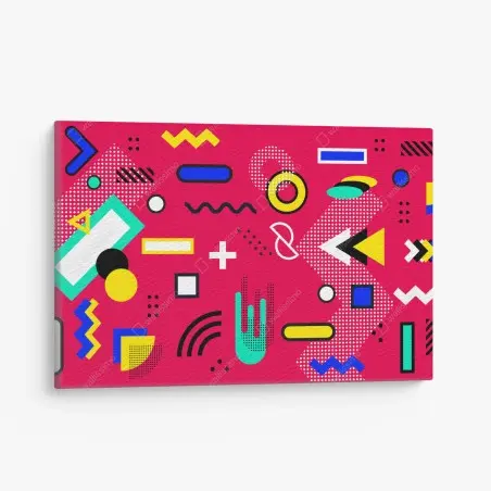 Cuadro en lienzo diseño geométrico pop sobre fondo fucsia – Pixers®