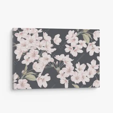 Cuadro en lienzo flores de cerezo sobre fondo gris oscuro – Pixers®