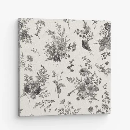 Cuadro en lienzo motivo floral otoñal en blanco y negro – Pixers®