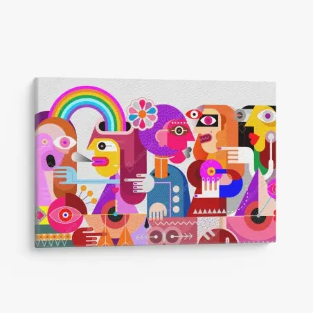 Cuadro en lienzo explosión de rumores: arte abstracto con arcoíris – Pixers®
