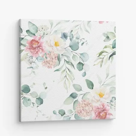Cuadro en lienzo sofisticado estampado floral en acuarela – Pixers®