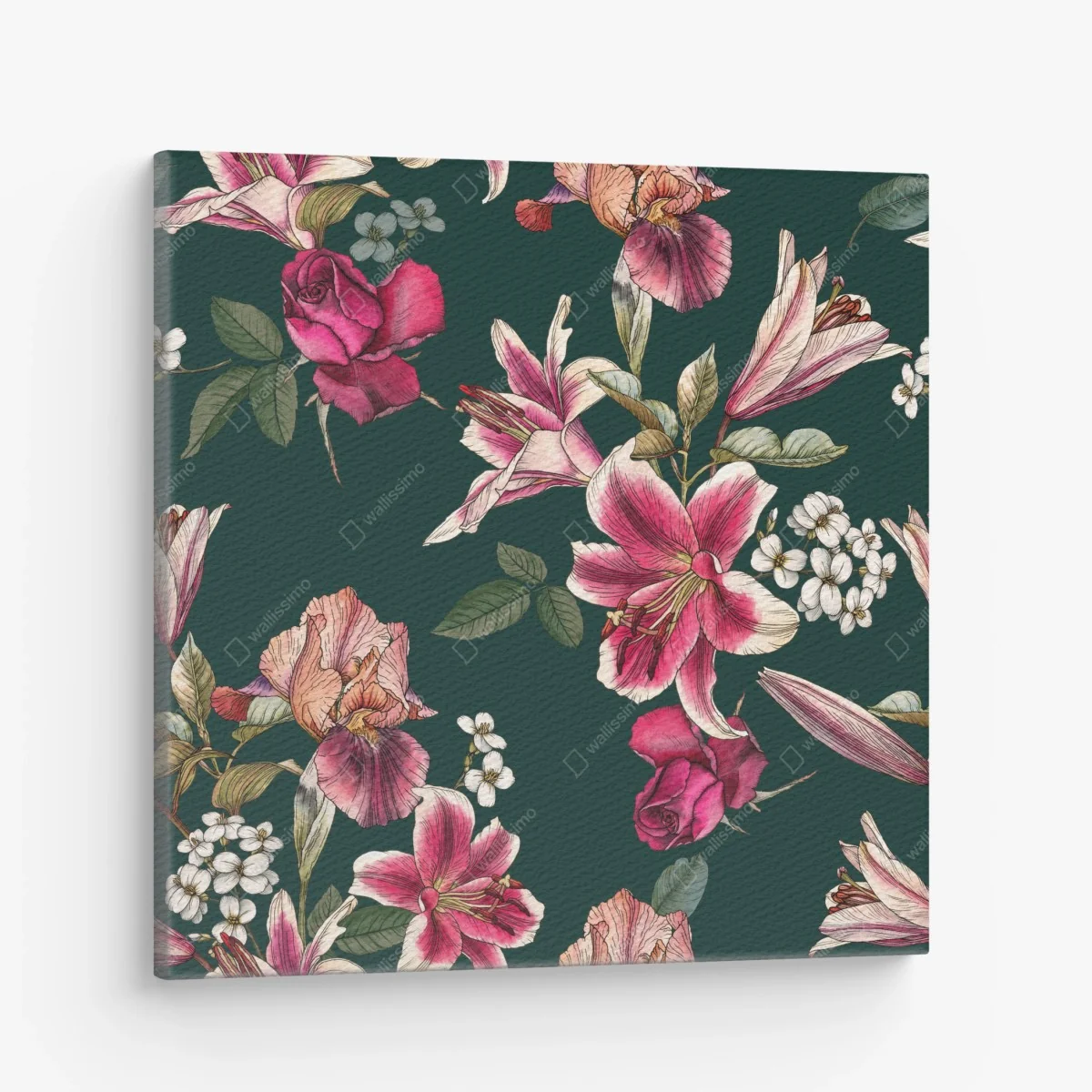 Cuadro en lienzo estampado floral vintage en tonos rosa y verde oscuro – Pixers® Cuadro en lienzo estampado floral vintage en tonos rosa y verde oscuro – Pixers®