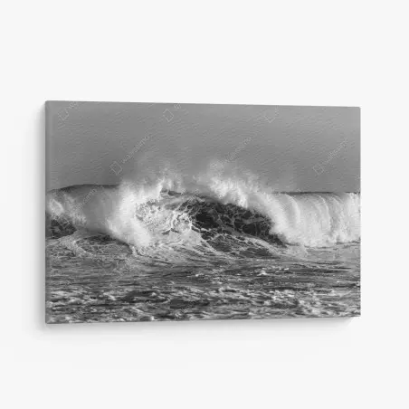 Cuadro en lienzo olas rompiendo en blanco y negro – Pixers®