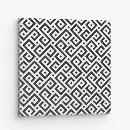 Cuadro en lienzo patrón meandro geométrico en blanco y negro – Pixers®