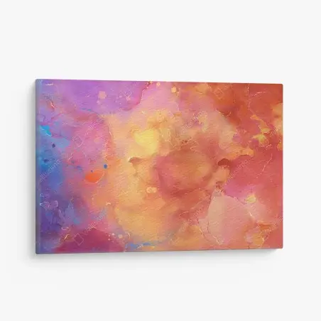 Cuadro en lienzo arte abstracto en tonos cálidos y fríos con vetas doradas – Pixers®