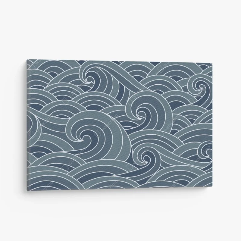 Cuadro en lienzo patrón de olas marinas en tonos azules