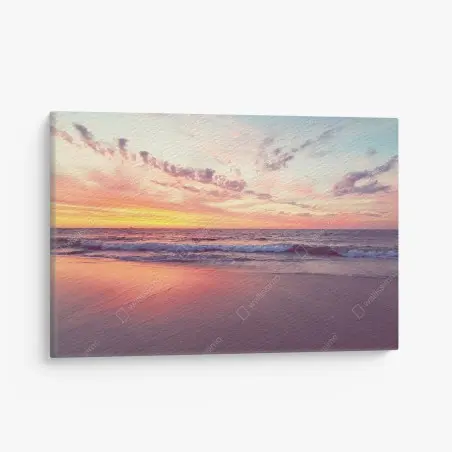Cuadro en lienzo atardecer en la orilla con tonos pastel – Pixers®