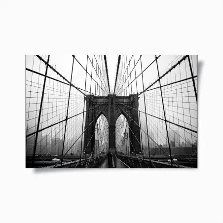Póster simetría del puente de Brooklyn en blanco y negro – Pixers®