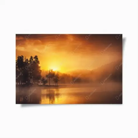 Póster amanecer dorado en el lago – Pixers®