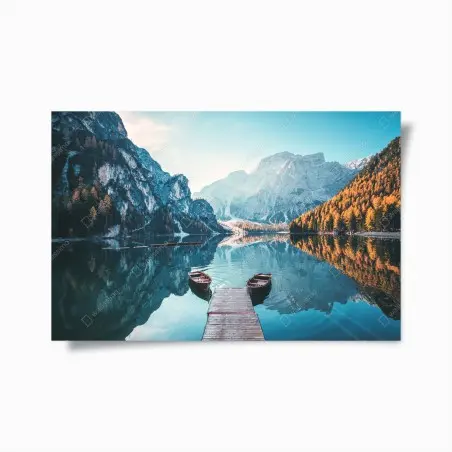 Póster amanecer en Braies, Dolomitas – Pixers®