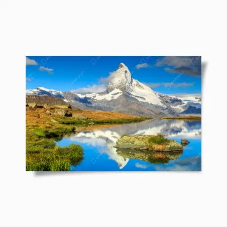 Póster reflejo del Cervino en lago alpino – Pixers®