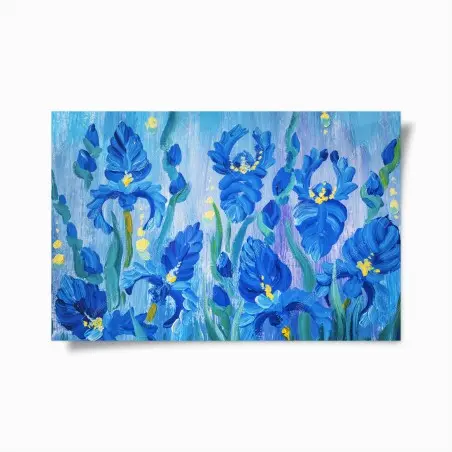 Póster flores azules en pinceladas expresivas – Pixers®