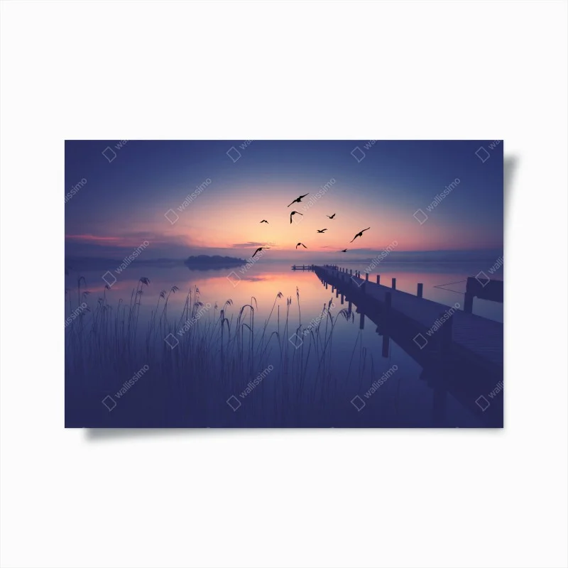 Póster muelle al amanecer en tonos pastel