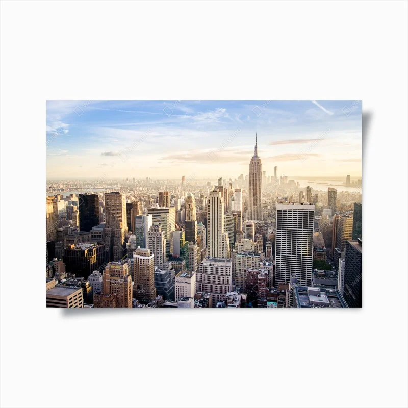 Póster amanecer sobre Nueva York: horizonte urbano icónico
