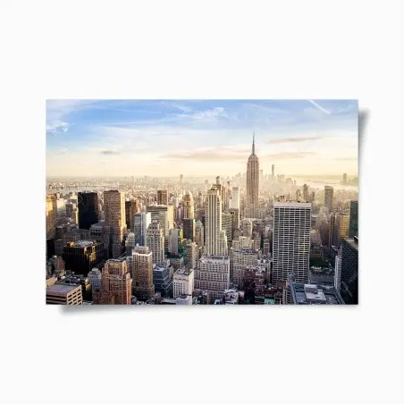 Póster amanecer sobre Nueva York: horizonte urbano icónico – Pixers®