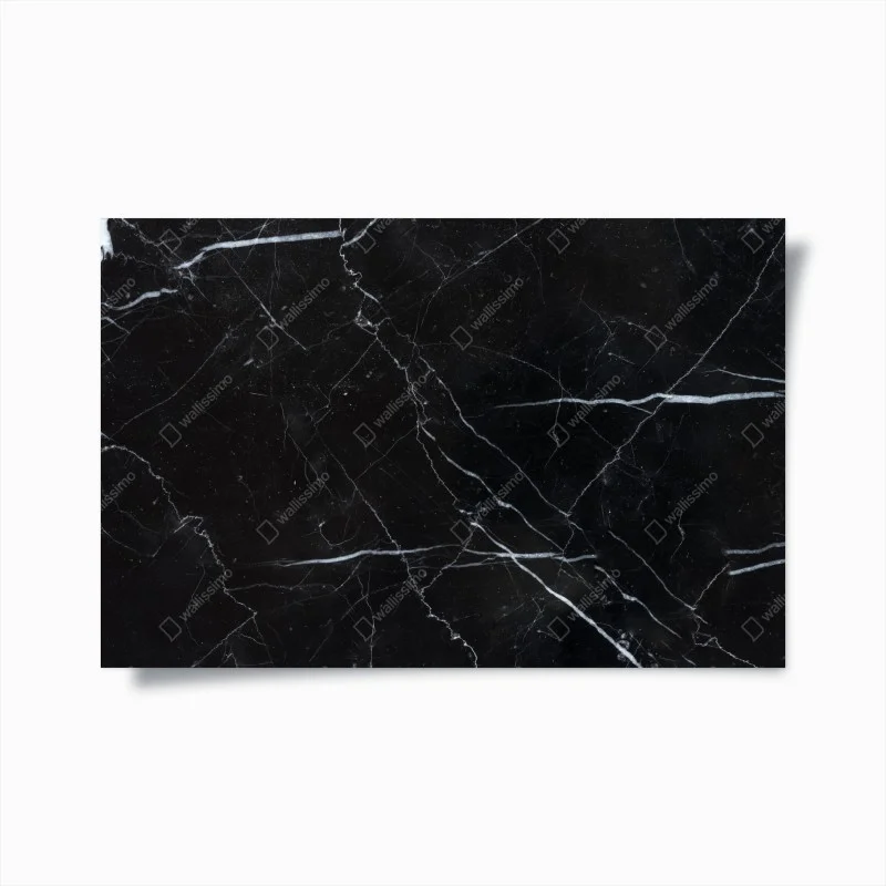 Póster textura de mármol marquina negro con vetas blancas