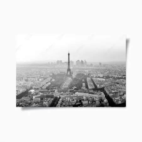 Póster panorama en blanco y negro de la Torre Eiffel en París – Pixers®