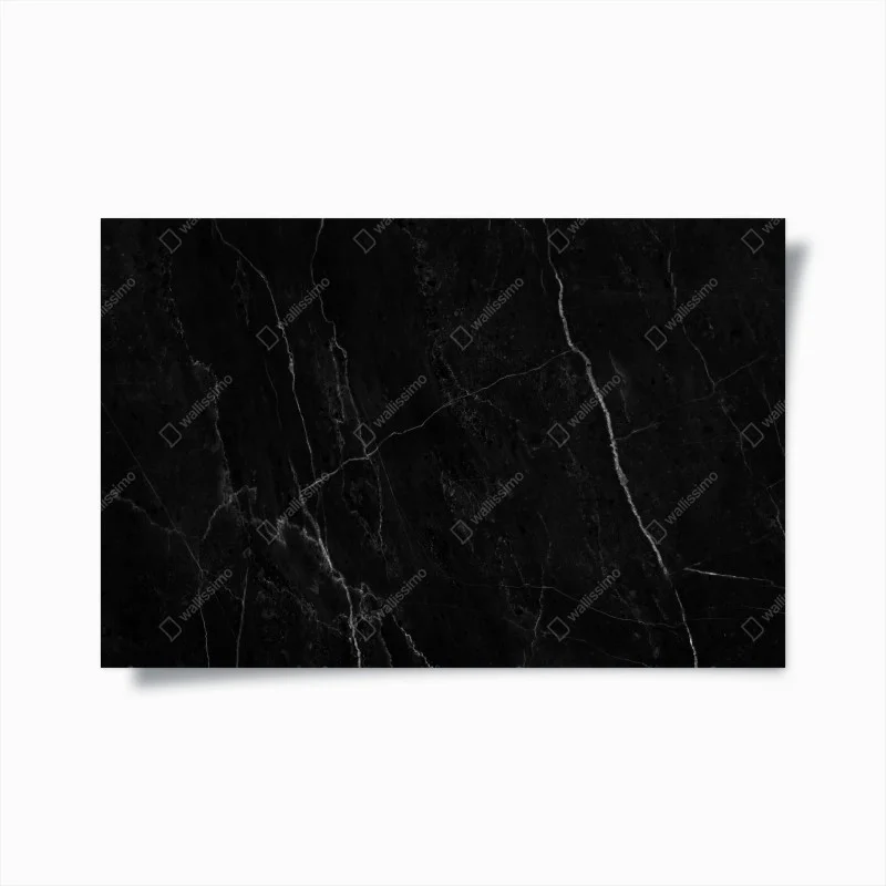 Póster mármol negro con vetas blancas y textura natural