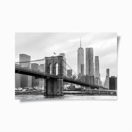 Póster escena del puente de Brooklyn y skyline de Nueva York en blanco y negro – Pixers®