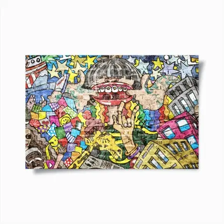 Póster mural pop urbano colorido con personajes – Pixers®
