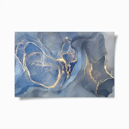 Póster abstracción oceánica en azul y dorado – Pixers®