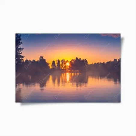 Póster amanecer dorado sobre el lago – Pixers®