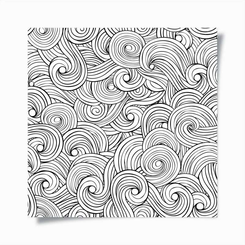 Póster patrón de remolinos en blanco y negro