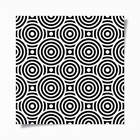 Póster patrón óptico de círculos concéntricos en blanco y negro – Pixers®