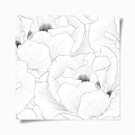 Póster diseño botánico en contorno blanco y negro – Pixers®