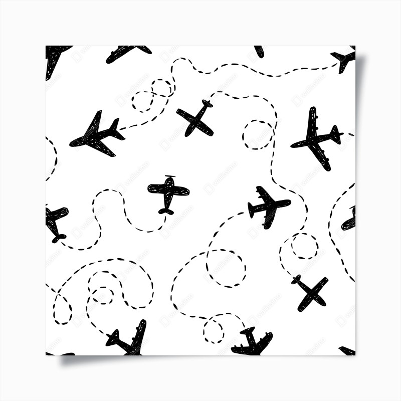Póster patrón de aviones en vuelo