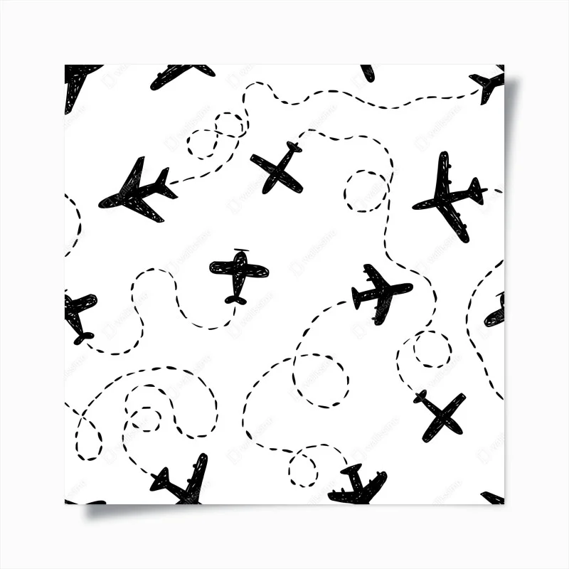Póster patrón de aviones en vuelo