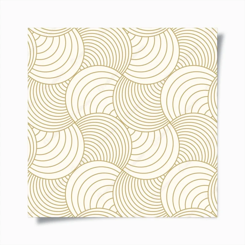 Póster patrón geométrico de círculos dorados sobre fondo crema